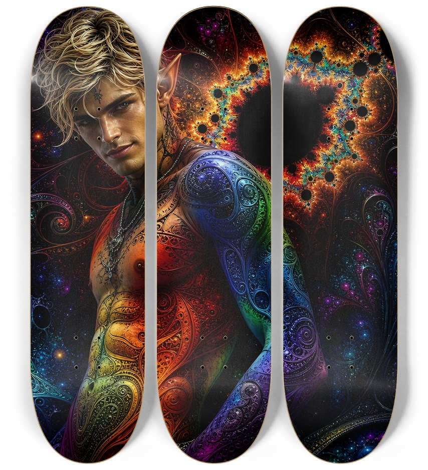 Psychedelic Gay Fractal Dirty Blonde Elf #10 3 Deck Wall Series