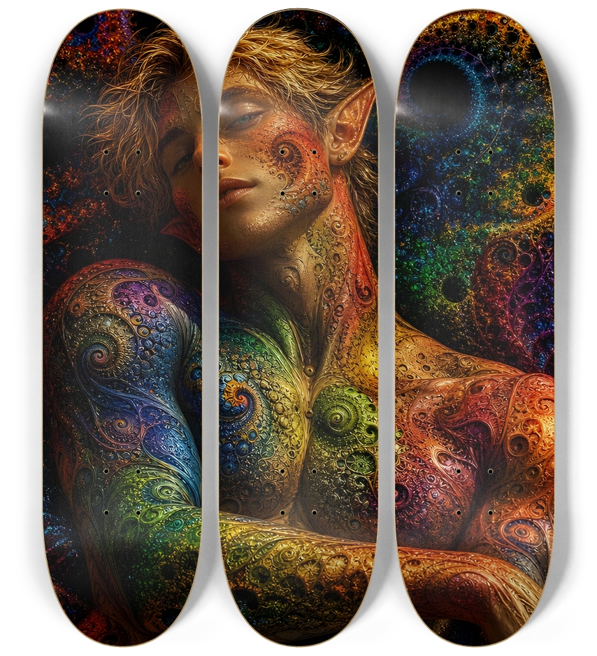 Psychedelic Gay Fractal Dirty Blonde Elf #22 3 Deck Wall Series