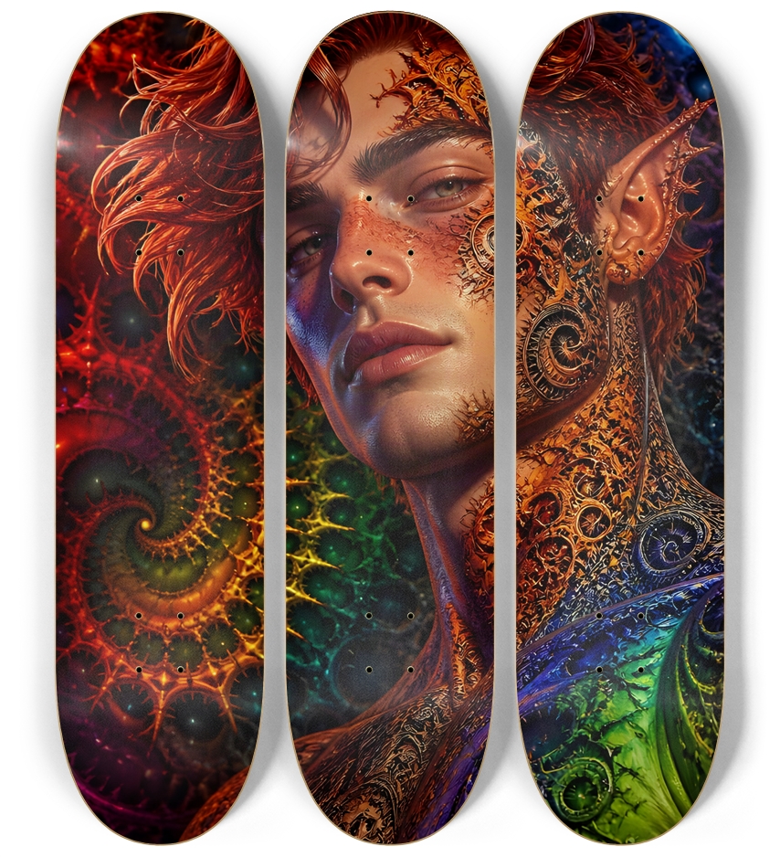 Psychedelic Gay Fractal Auburn Elf #1 3 Deck Wall Series