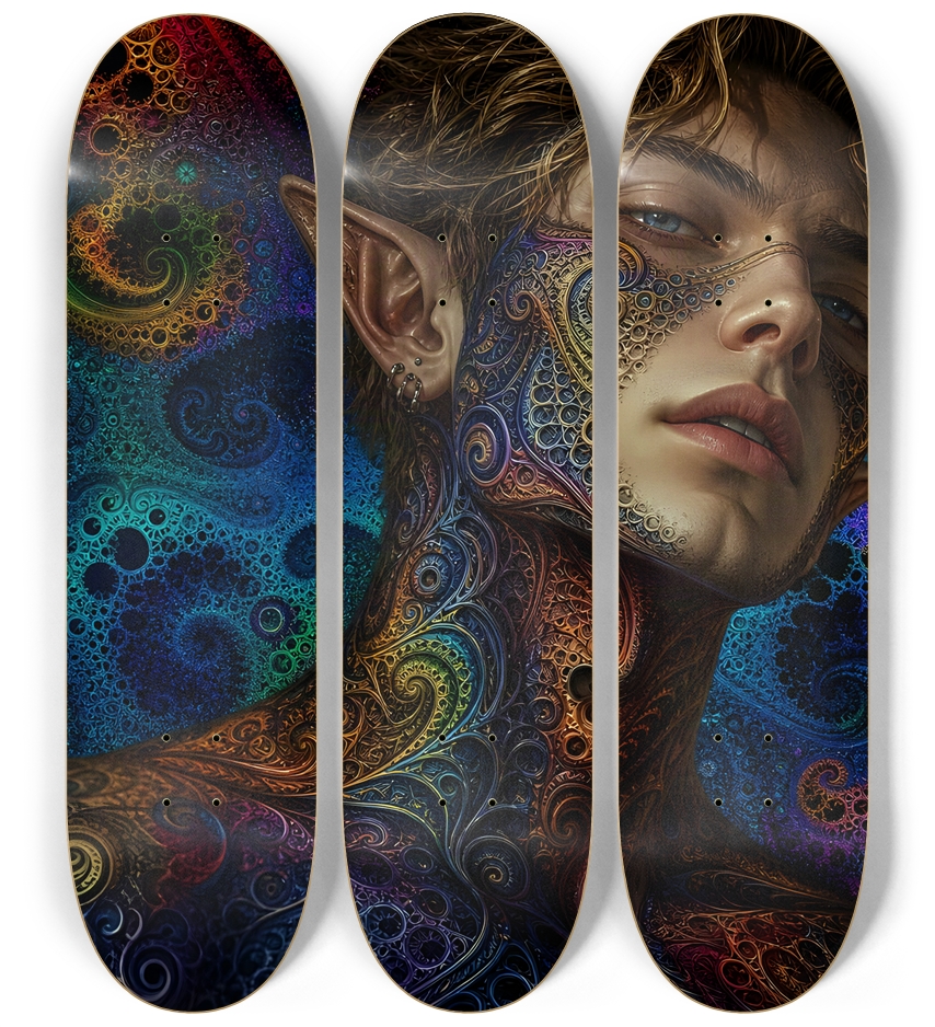 Psychedelic Gay Fractal Dirty Blonde Elf #23 3 Deck Wall Series