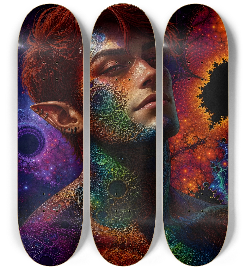 Psychedelic Gay Fractal Auburn Elf #24 3 Deck Wall Series