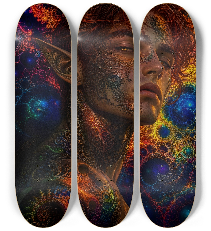 Psychedelic Gay Fractal Auburn Elf #8 3 Deck Wall Series
