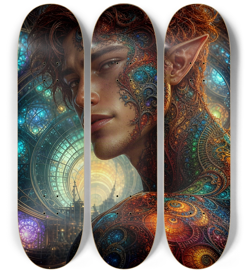 Psychedelic Gay Fractal Auburn Elf #26 3 Deck Wall Series