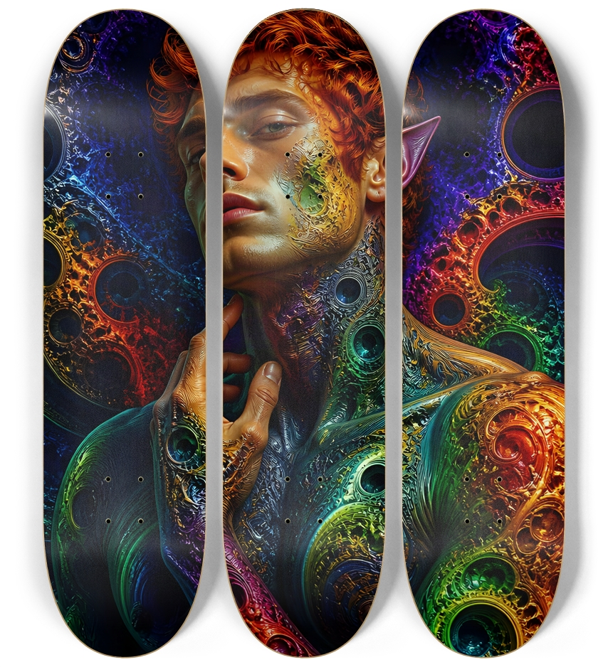 Psychedelic Gay Fractal Auburn Elf #17 3 Deck Wall Series