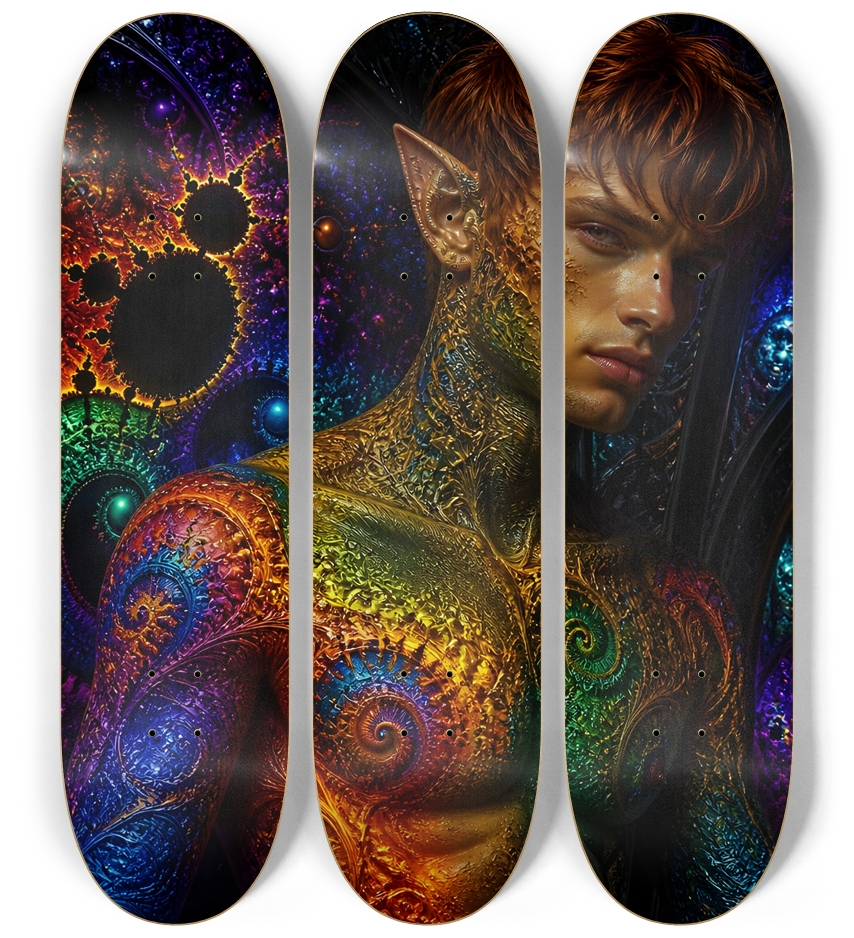 Psychedelic Gay Fractal Auburn Elf #20 3 Deck Wall Series