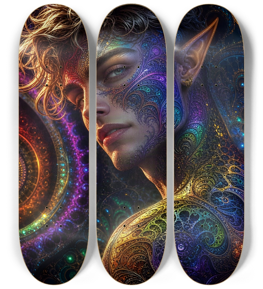 Psychedelic Gay Fractal Dirty Blonde Elf #4 3 Deck Wall Series