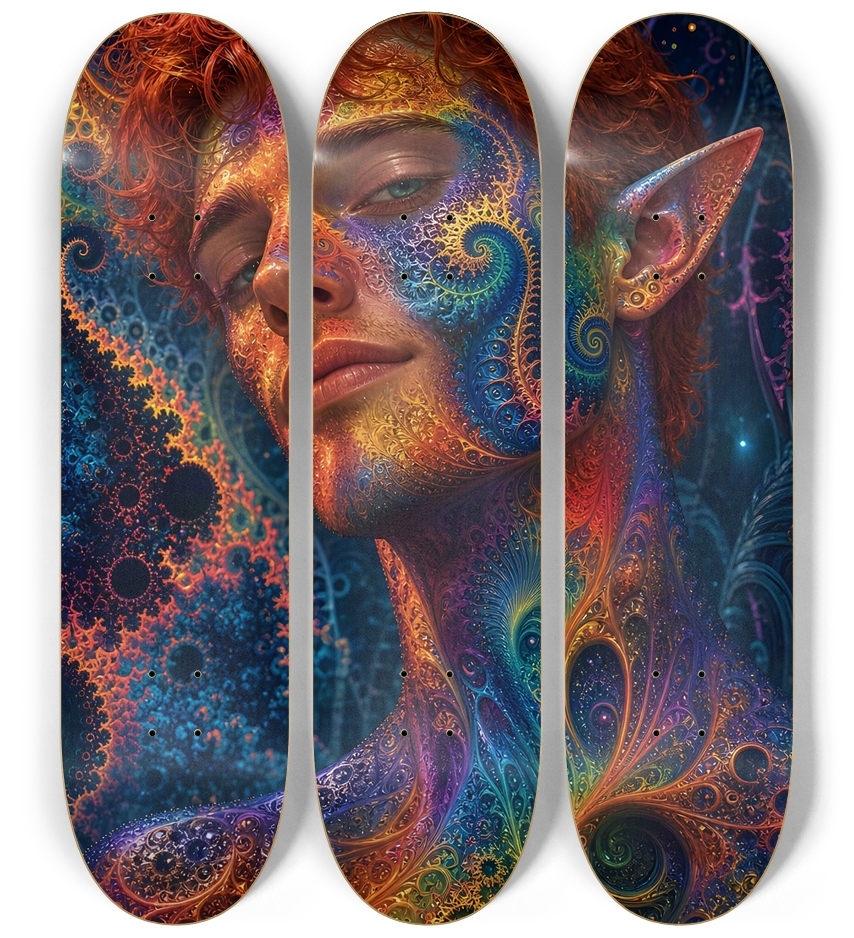 Psychedelic Gay Fractal Auburn Elf #12 3 Deck Wall Series