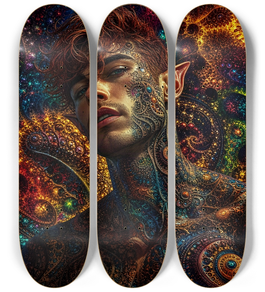 Psychedelic Gay Fractal Auburn Elf #25 3 Deck Wall Series