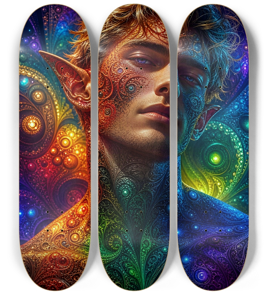Psychedelic Gay Fractal Dirty Blonde Elf #3 3 Deck Wall Series