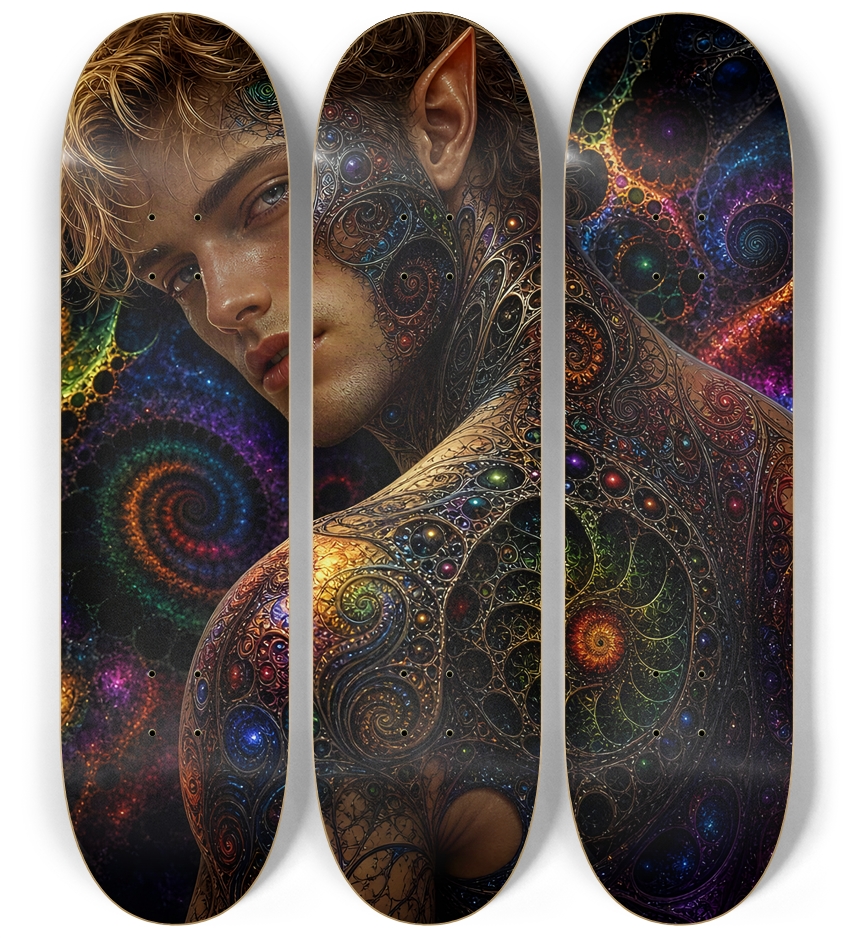 Psychedelic Gay Fractal Dirty Blonde Elf #12 3 Deck Wall Series