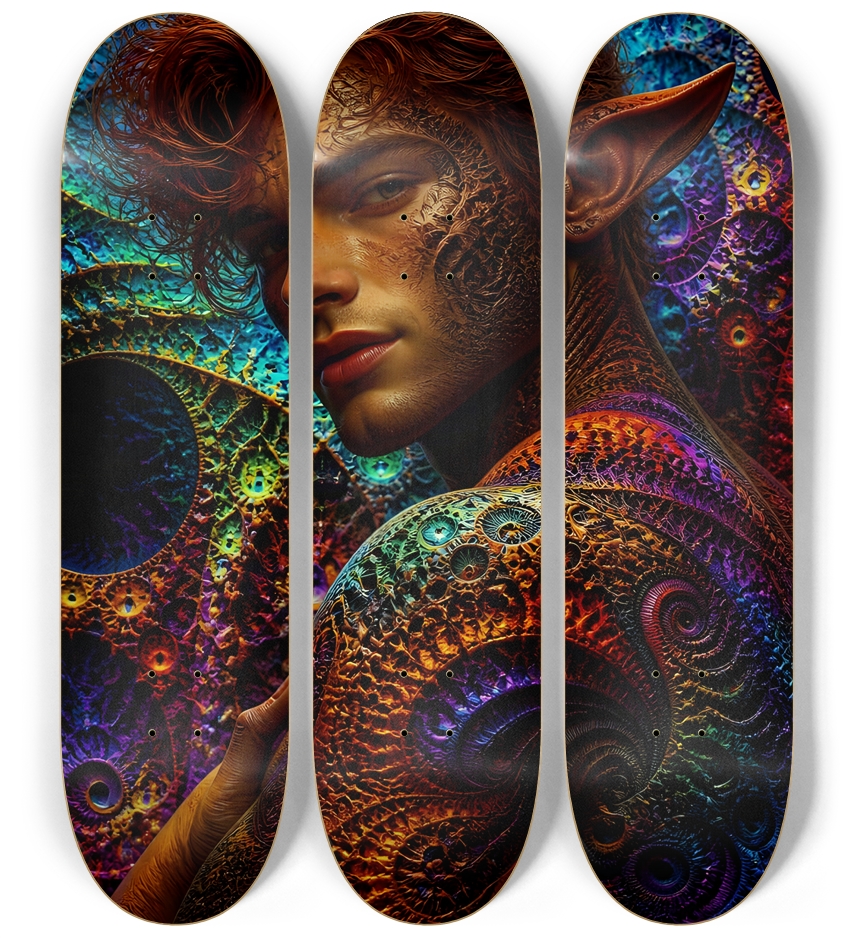 Psychedelic Gay Fractal Auburn Elf #5 3 Deck Wall Series