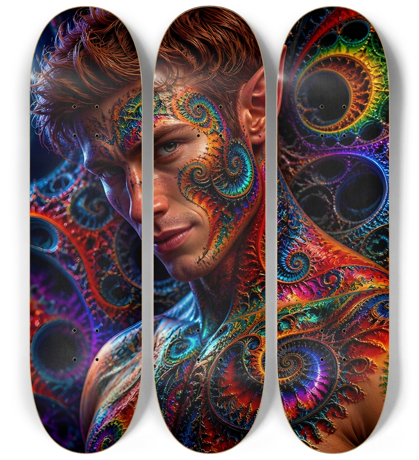 Psychedelic Gay Fractal Auburn Elf #13 3 Deck Wall Series