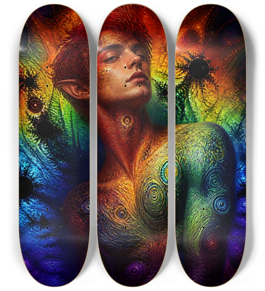 Psychedelic Gay Fractal Auburn Elf #21 3 Deck Wall Series
