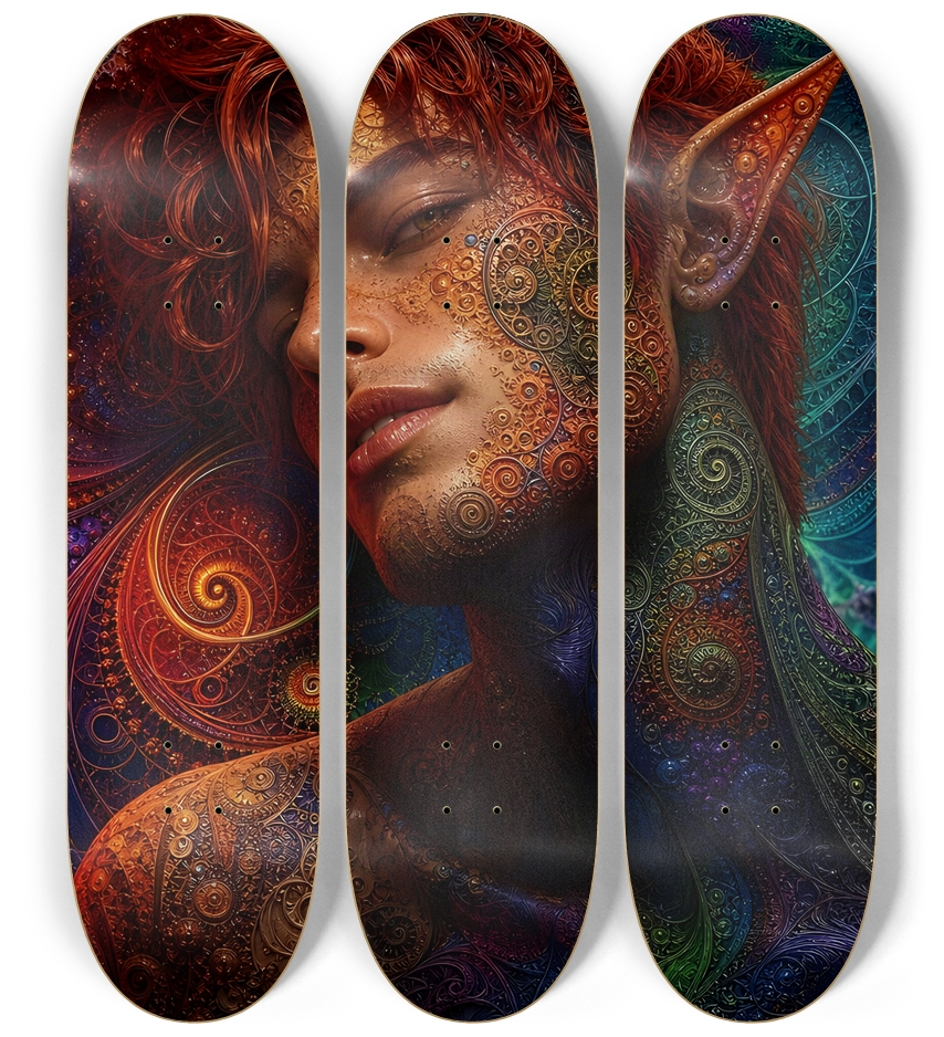 Psychedelic Gay Fractal Auburn Elf #15 3 Deck Wall Series