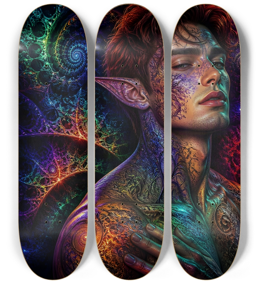 Psychedelic Gay Fractal Auburn Elf #18 3 Deck Wall Series