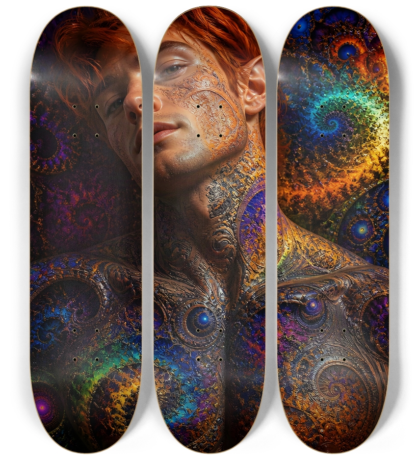Psychedelic Gay Fractal Auburn Elf #10 3 Deck Wall Series