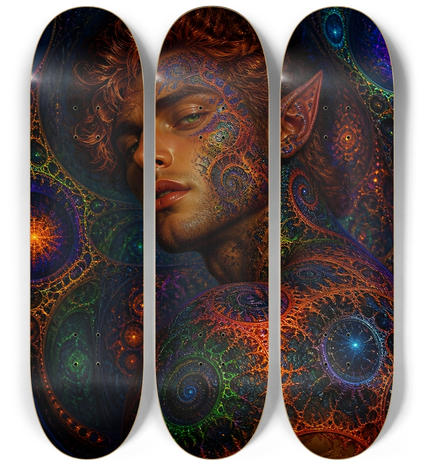 Psychedelic Gay Fractal Auburn Elf #22 3 Deck Wall Series