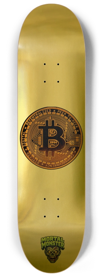 Mortal Monster Bitcoin Gold Deck 8-1/4 Skateboard Deck