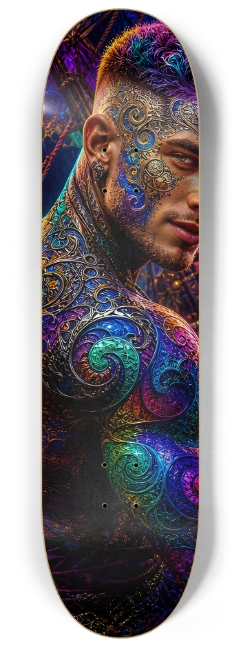Psychedelic Lavender Fractal Pirate #27 #2 8-1/4 Skateboard Deck