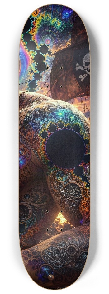 Psychedelic Lavender Fractal Pirate #29 #3 8-1/4 Skateboard Deck
