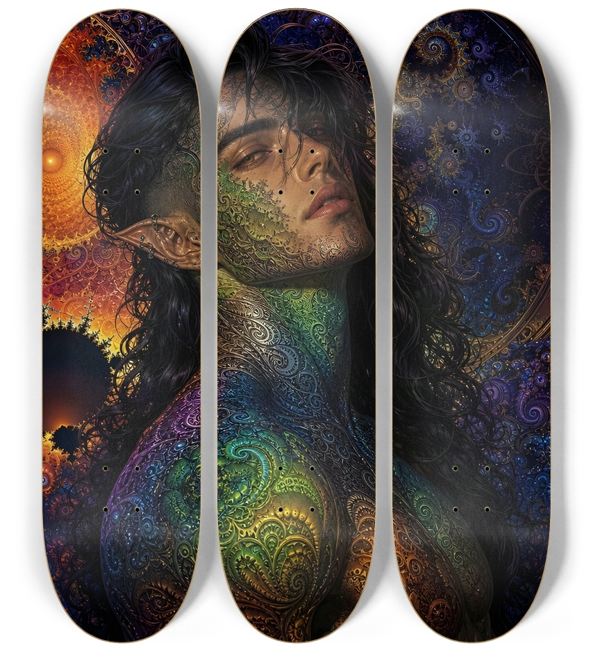 Psychedelic Gay Fractal Jet Black Elf #10 3 Deck Wall Series