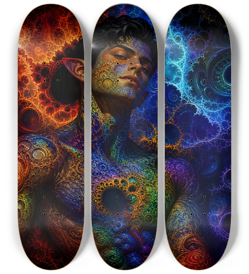 Psychedelic Gay Fractal Jet Black Elf #13 3 Deck Wall Series
