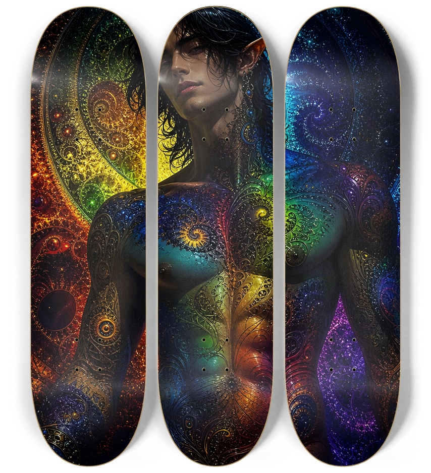 Psychedelic Gay Fractal Jet Black Elf #14 3 Deck Wall Series