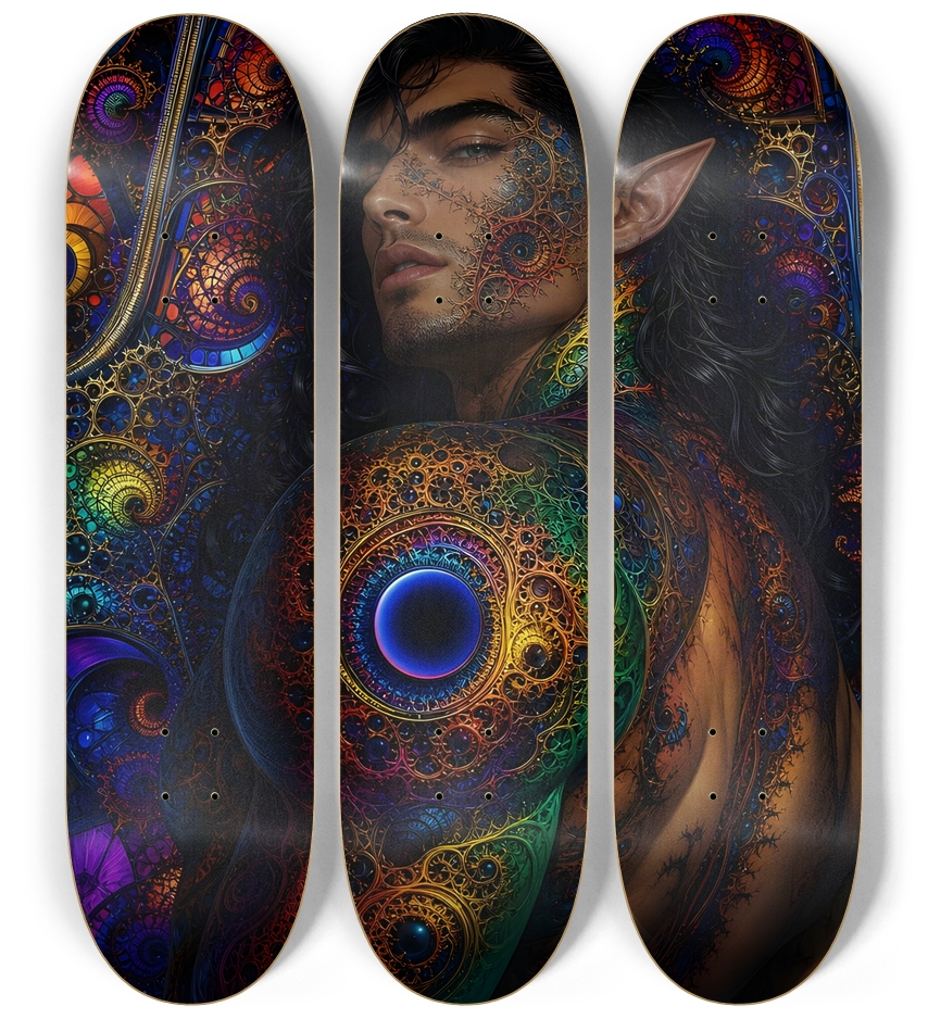 Psychedelic Gay Fractal Jet Black Elf #28 3 Deck Wall Series