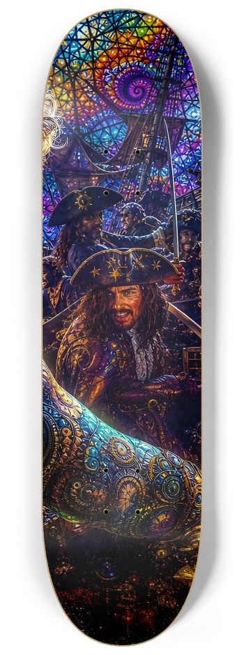 Psychedelic Lavender Fractal Pirate #28 #3 8-1/4 Skateboard Deck