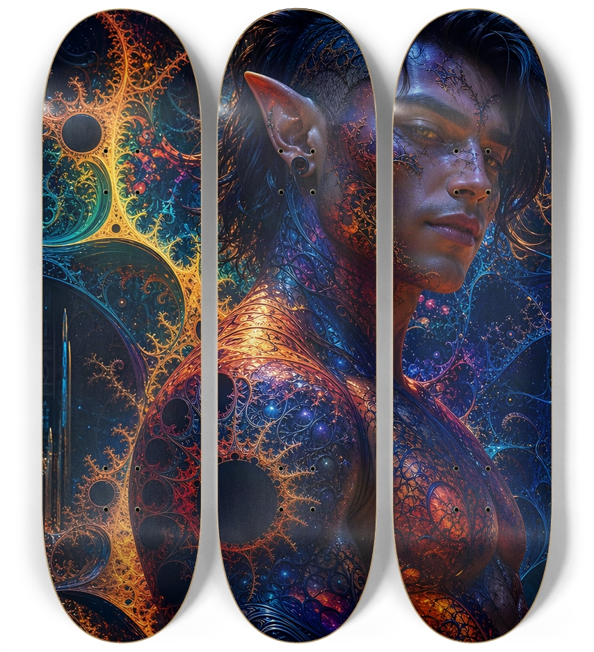 Psychedelic Gay Fractal Jet Black Elf #8 3 Deck Wall Series