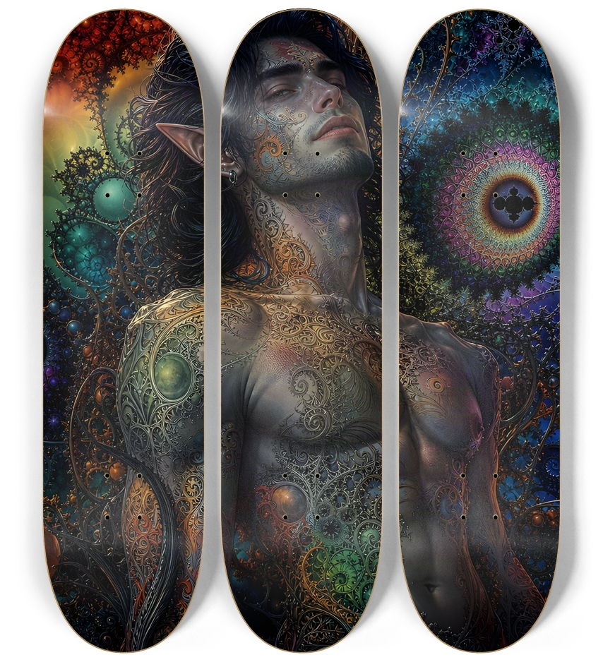 Psychedelic Gay Fractal Jet Black Elf #11 3 Deck Wall Series