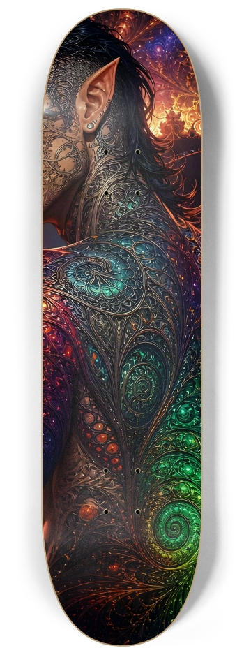 Psychedelic Gay Fractal Jet Black Elf #3 #2 8-1/4 Skateboard Deck