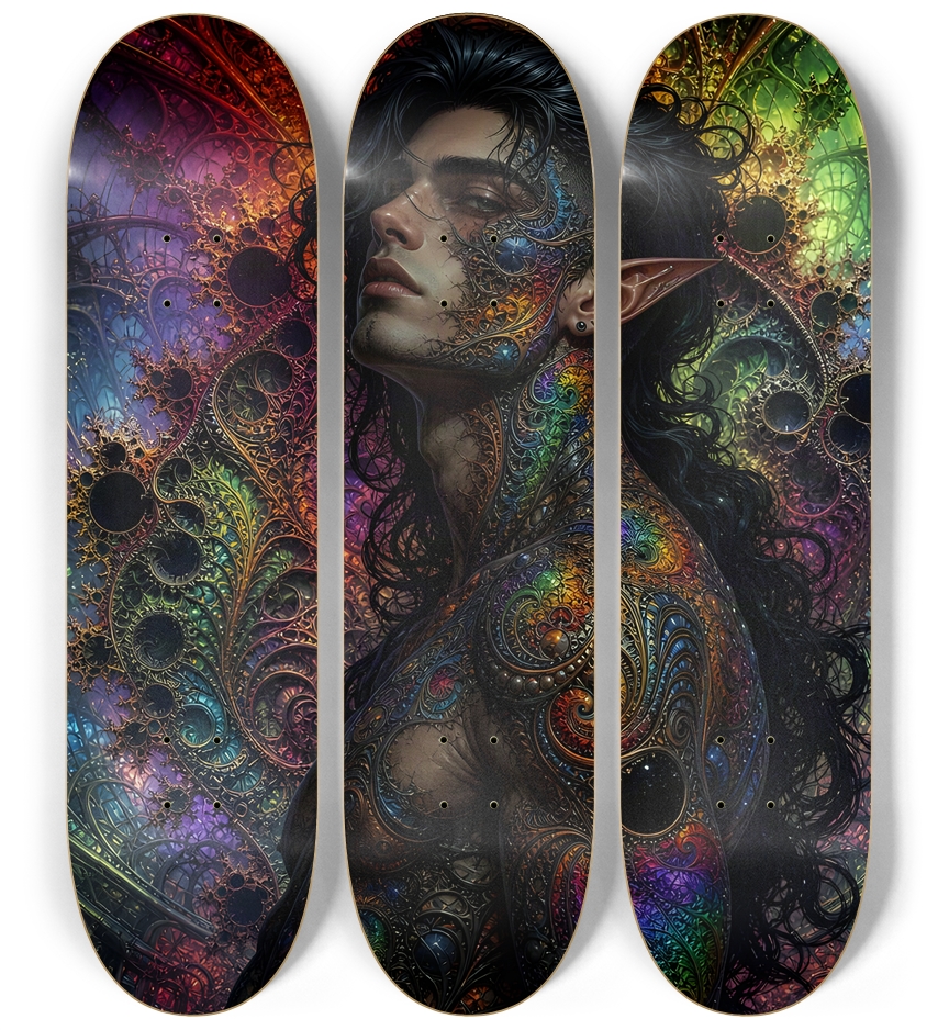 Psychedelic Gay Fractal Jet Black Elf #4 3 Deck Wall Series