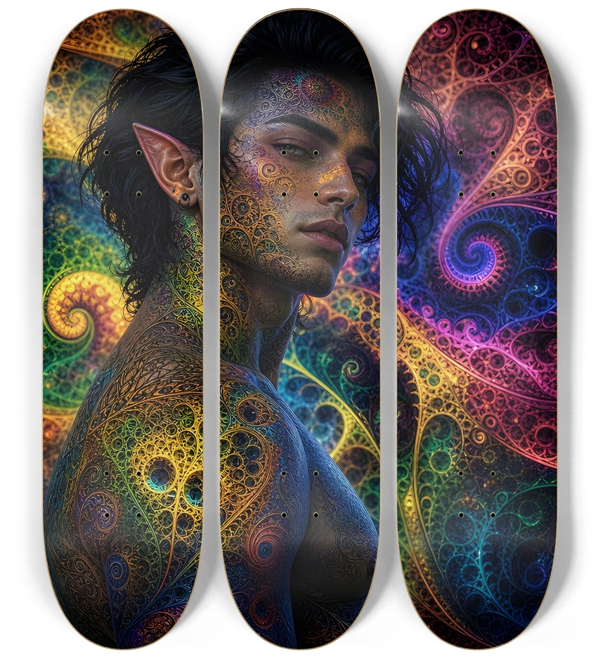 Psychedelic Gay Fractal Jet Black Elf #5 3 Deck Wall Series