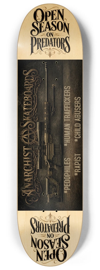 Open Season On Predators 8-1/4 Skateboard Deck
