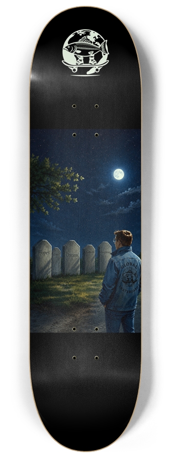 Glo In The Dark Graveyard Global Skate 8-1/4 Skateboard Deck