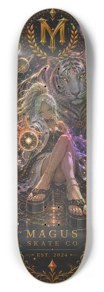Magus Skate Co "White Tiger Space Mage" 8-1/2 Skateboard Deck