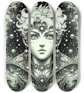 B&W Fractal Anime Girl #41
