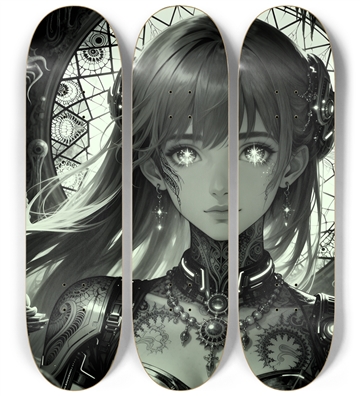 B&W Fractal Anime Girl #57