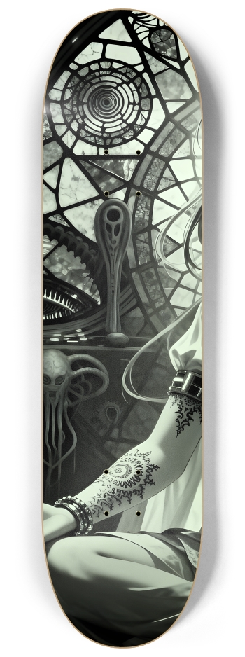B&W Fractal Anime Girl #68 #1 8-1/4 Skateboard Deck