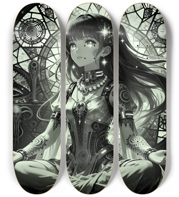 B&W Fractal Anime Girl #68
