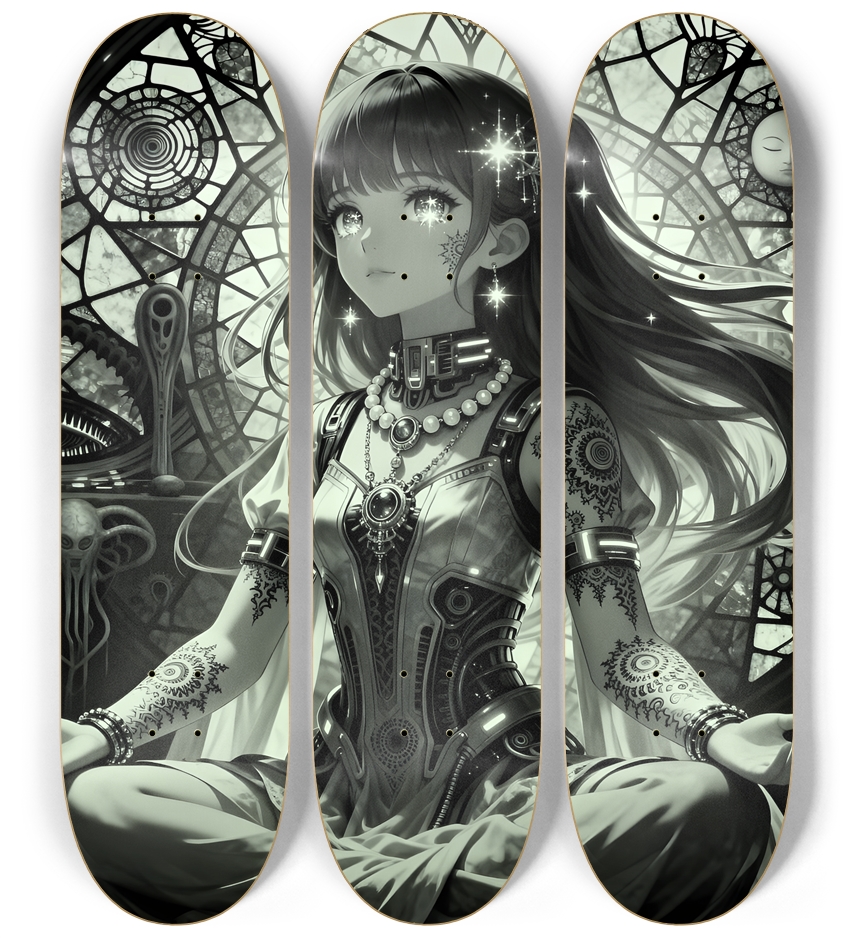 B&W Fractal Anime Girl #68