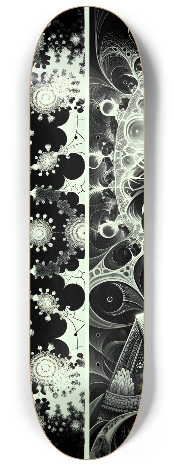 B&W Fractal Anime Girl #42 #2 8-1/4 Skateboard Deck