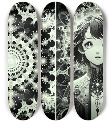 B&W Fractal Anime Girl #42