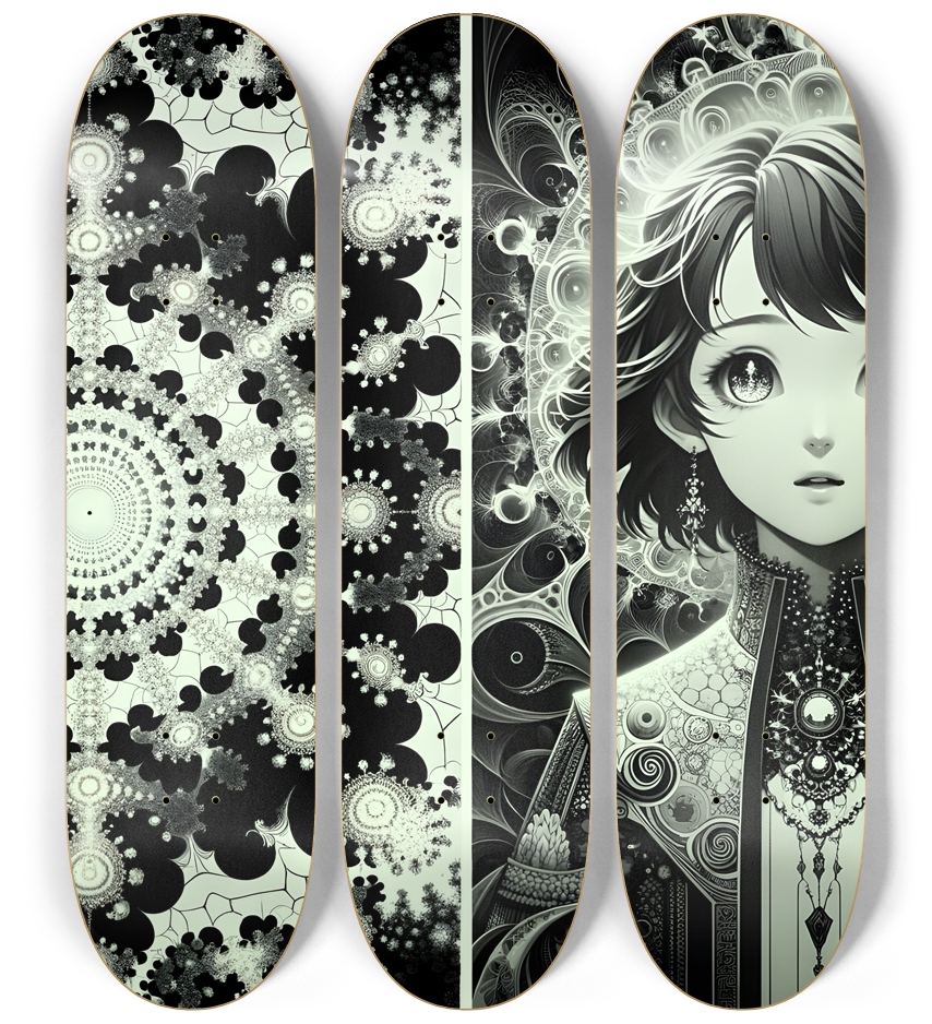 B&W Fractal Anime Girl #42