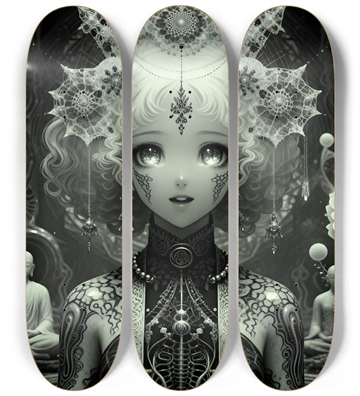 B&W Fractal Anime Girl #43