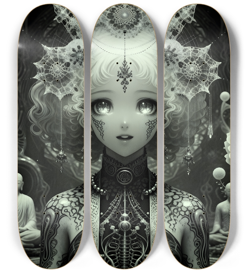 B&W Fractal Anime Girl #43