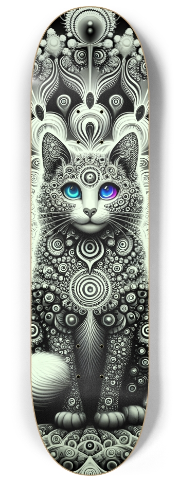 Fractal Coloring Page Cat #3 #2 8-1/4 Skateboard Deck