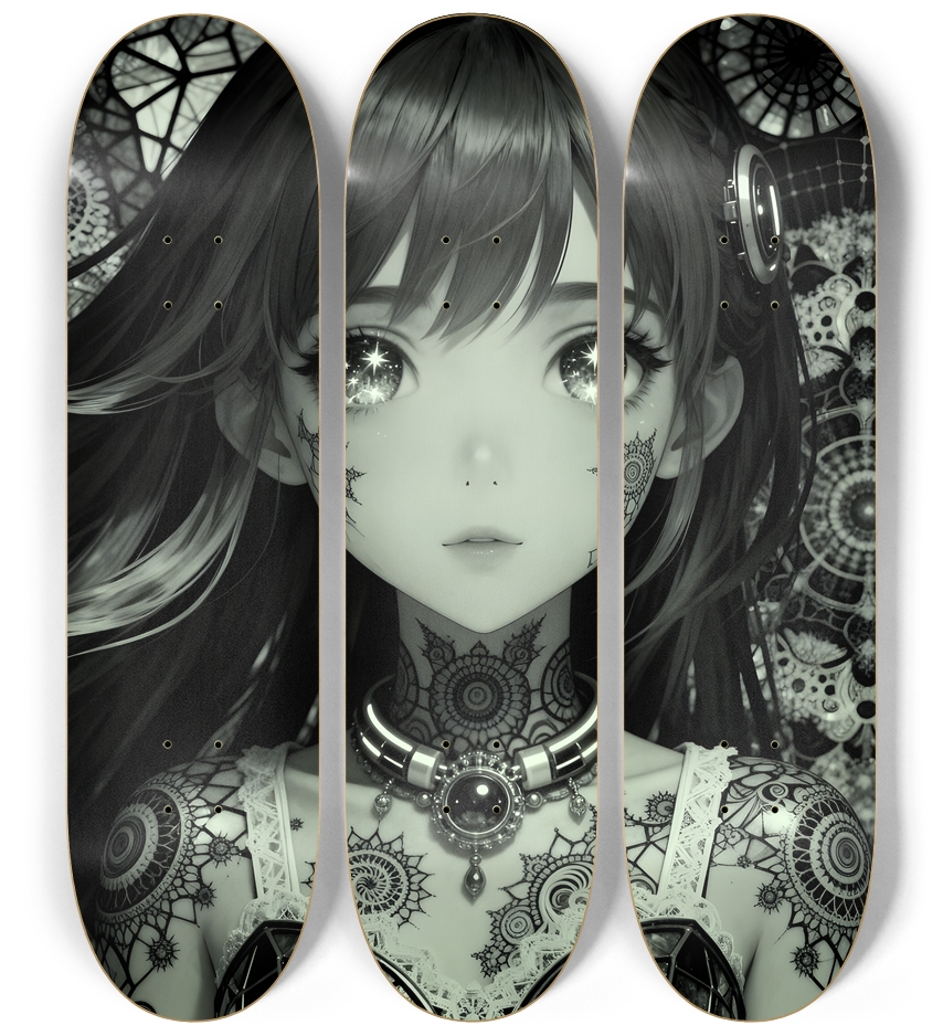 B&W Fractal Anime Girl #70