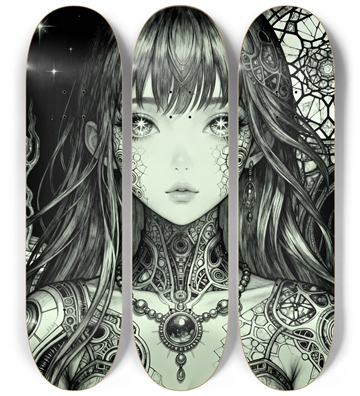 B&W Fractal Anime Girl #59